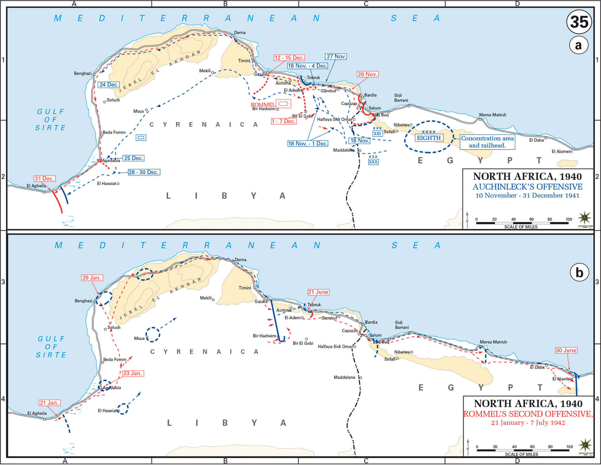 Mapas de la Segunda Guerra Mundial en el Mediterráneo