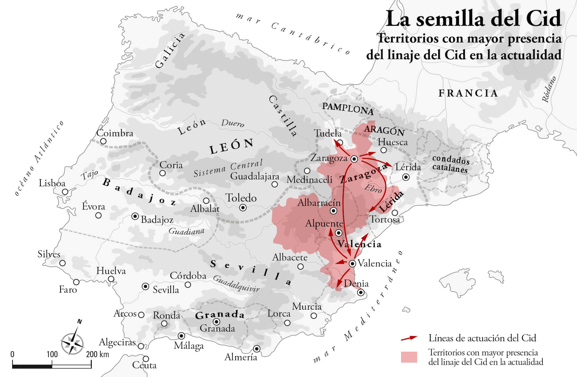 mapa Rodrigo Díaz de Vivar linaje el Cid