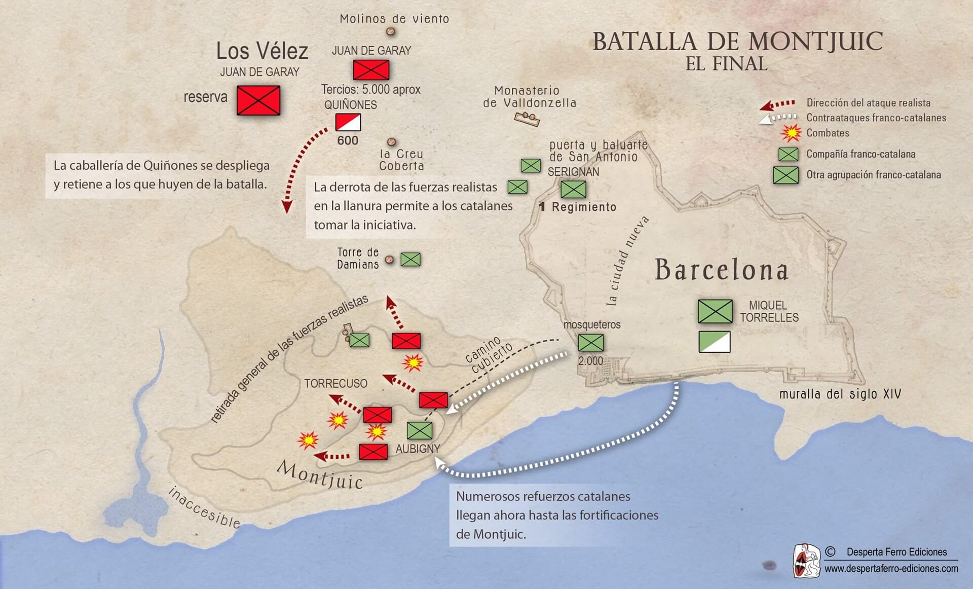 La batalla de Montjuic mapa