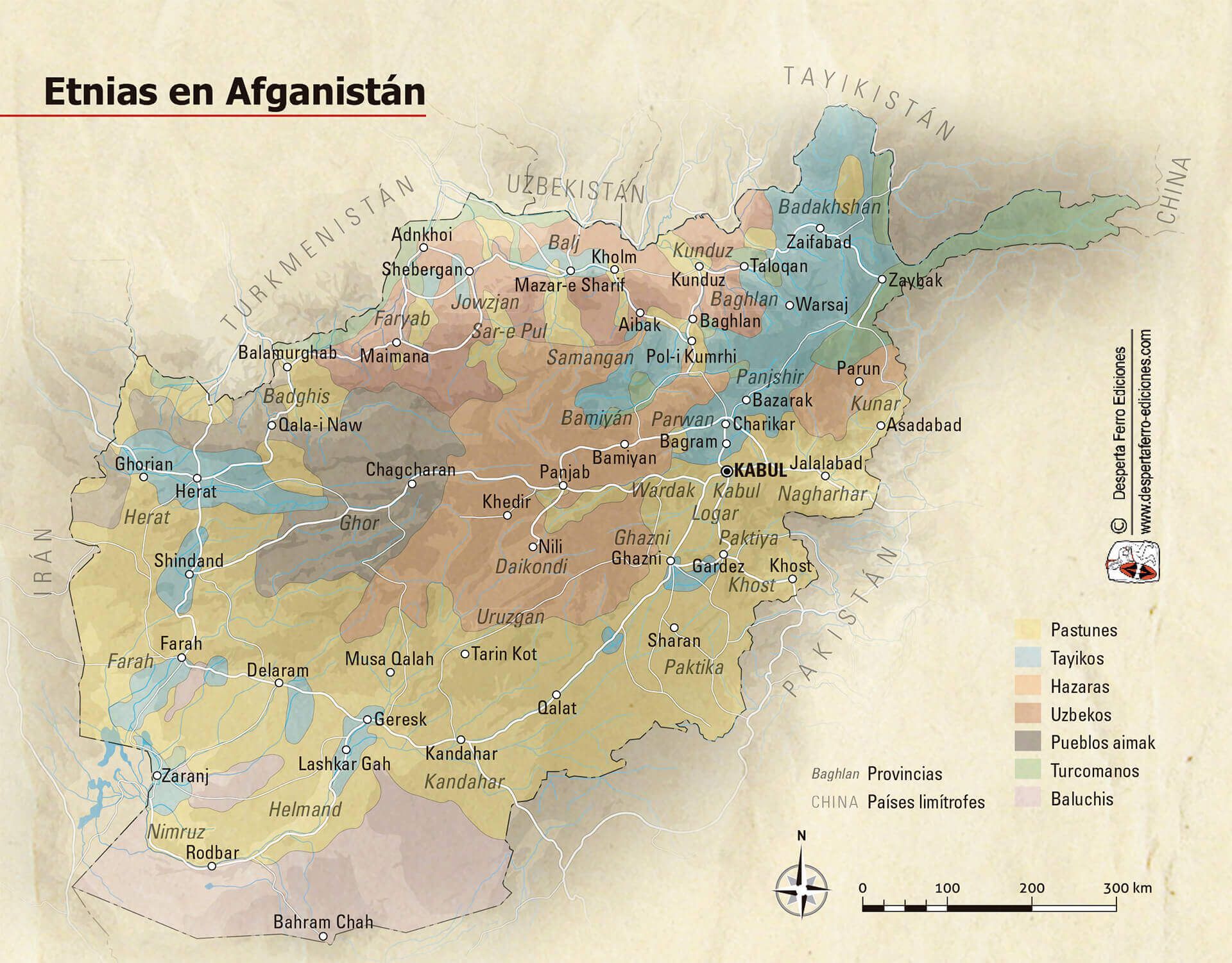 mapa etnias Afganistán