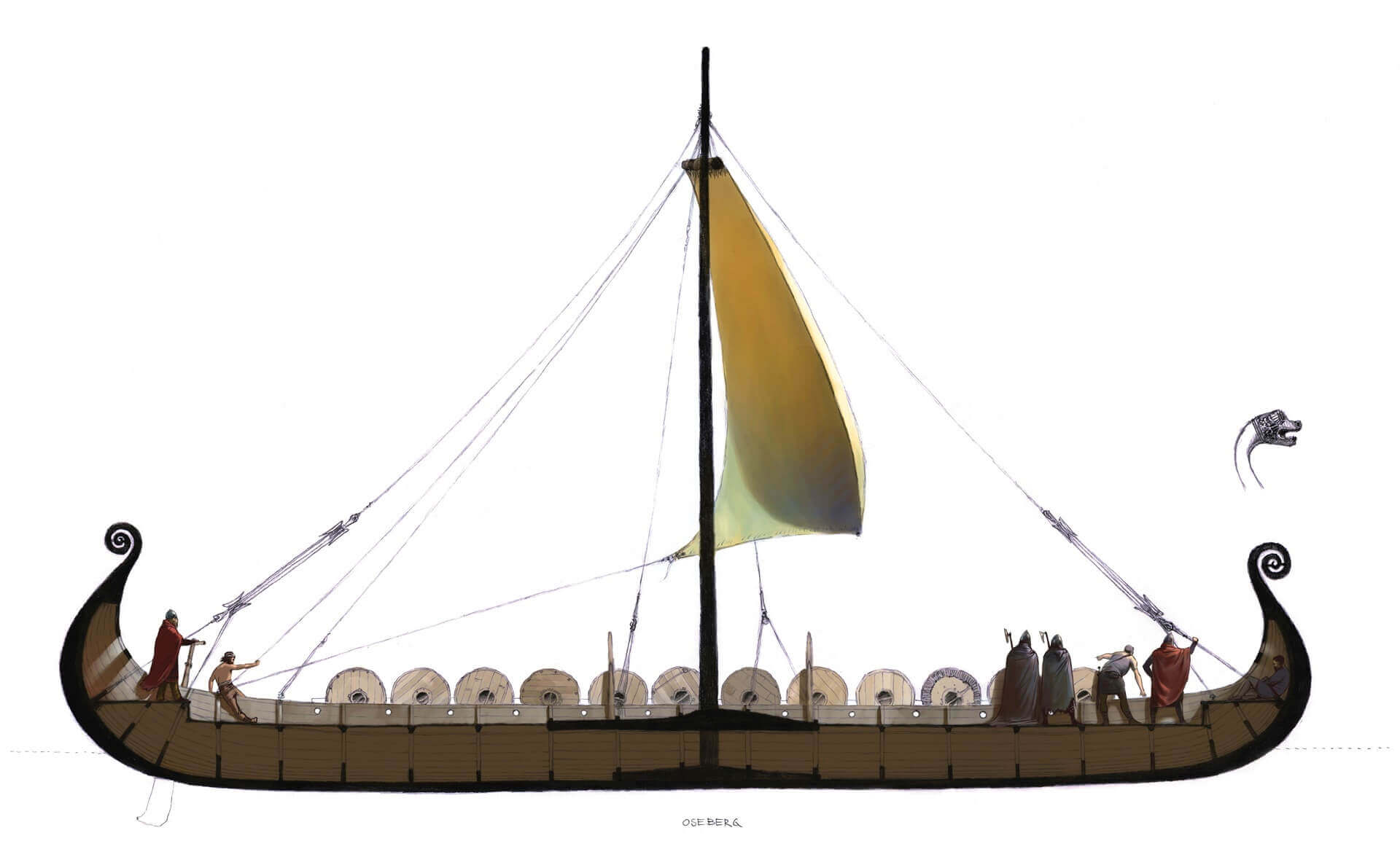 Sección del barco vikingo de Oseberg