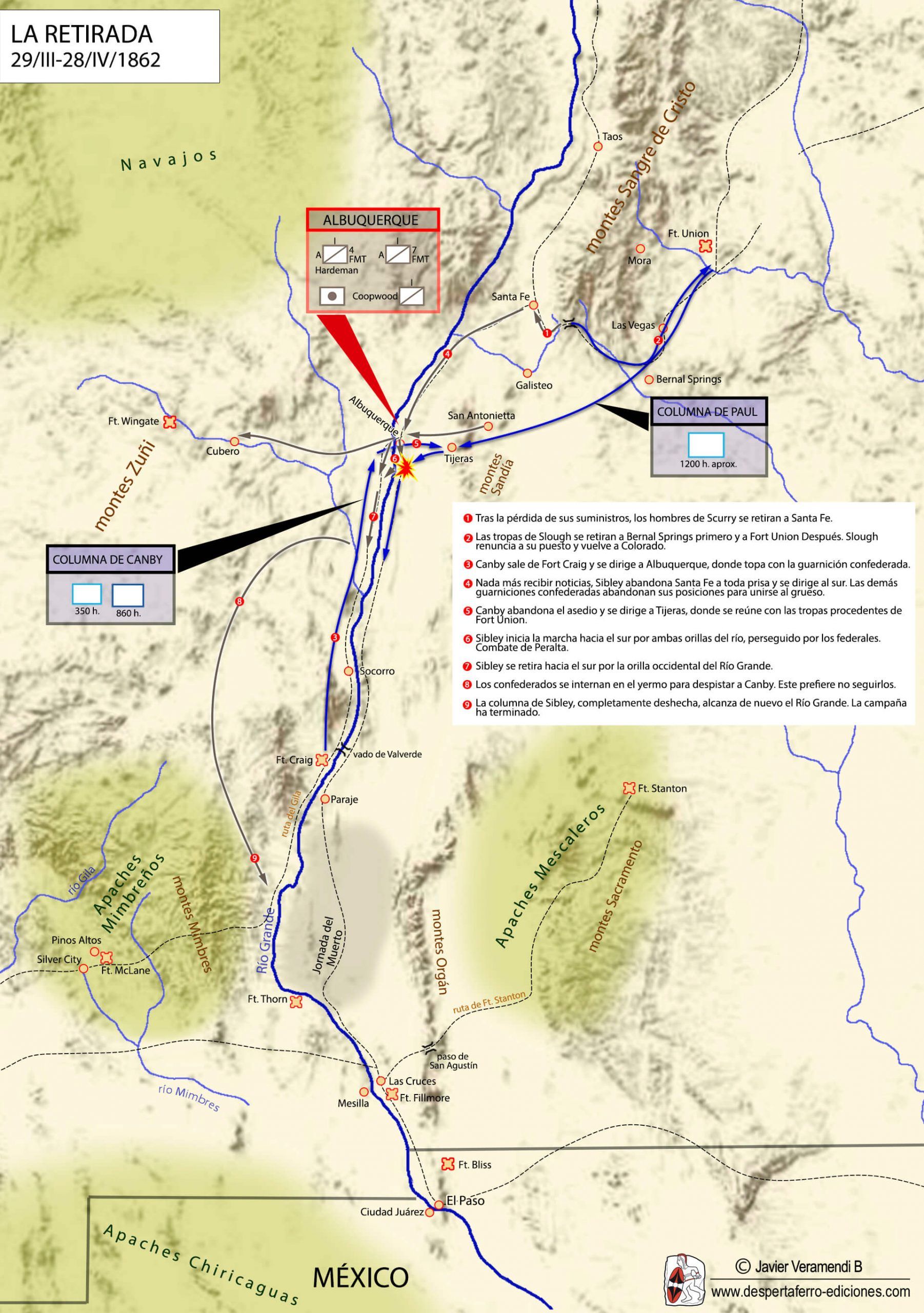 Imperio confederado en el río grande campaña de Pigeon's Farm Texas Nuevo México