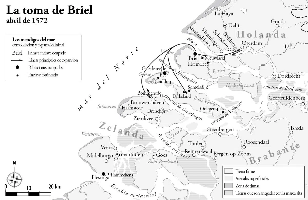 Duque de Alba Guerra de flandes toma de briel mendigos del mar mapa